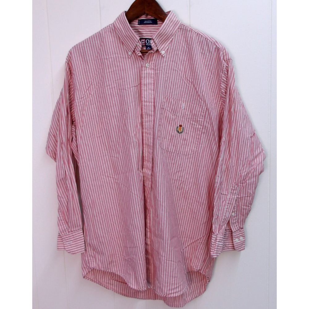 Chaps Ralph Lauren Mens 16 32/33 Striped Button Down Long Sleeve Shirt /#9052